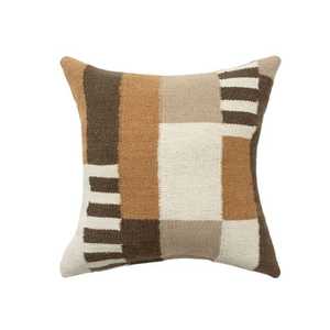 Housse de coussin décorative en laine tissée, motif géométrique vintage, style bohème, lavable - Product Image 1