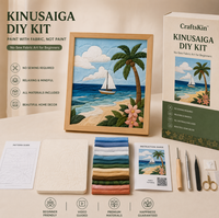 Kit DIY pour débutants Kinusaiga, kit d'artisanat sans couture pour débutants, décoration murale faite à la main, ensemble cadeau avec tous les matériaux inclus