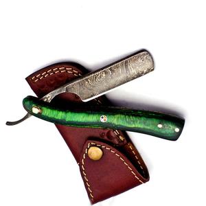 Maquinilla de afeitar de peluquero recta hecha a mano para afeitado cercano hoja de acero Damasco con mango de madera diseño clásico - Product Image 6