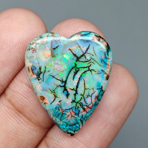 Ópalo Monarca Cabujón, Gema de Ópalo Corazón de Plata Esterlina para Joyería 25x20x4 mm. 10 Unidades E2160 - Product Image 3