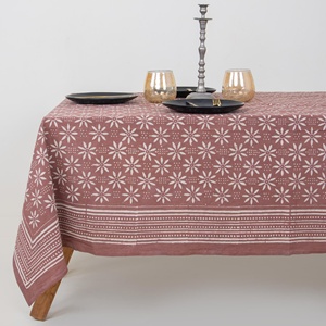 Mantel de Algodón con Estampado Floral Dabu de la India, Cubierta para Mesa de Comedor, Mantel Personalizable para Cocina - Product Image 1