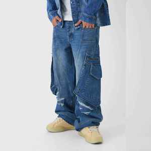 Manufacturer Direct Men's Wholesale Breathable Casual Dark Straight Solid Denim Jeans Embroidery for Summer Autumn Winter - Product Image 2