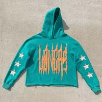 Sudadera con Capucha de Felpa Francesa Personalizada, 100% Algodón, para Invierno, con Bordado 3D, Corte Recortado, para Hombre y Mujer
