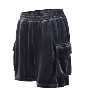 Shorts cargo en velours pour homme, taille haute, couleur unie, taille élastique, décontractés, avec poches - Product Image 5