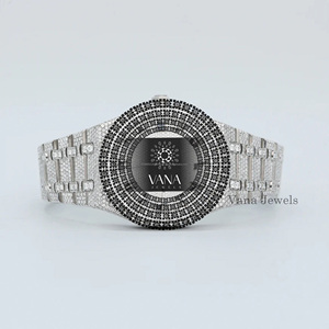 นาฬิกาเพชรหรูหรา Vana Jewels ตัวเรือนสแตนเลสทรงกลม ระบบอนาล็อก ควอตซ์ สำหรับผู้ชายและผู้หญิง แฟชั่นทันสมัย - Product Image 1