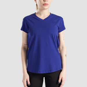 T-shirts courts à manches courtes vierges en coton pour femmes, coupe carrée, avec logo personnalisé, vente en gros - Product Image 1