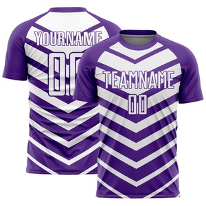 Camiseta de Fútbol Sublimada Personalizada para Hombre, Manga Corta, Absorbente de Humedad, Diseño a Rayas, Cuello Redondo, Uniformes de Equipo Unisex de Poliéster - Product Image 3