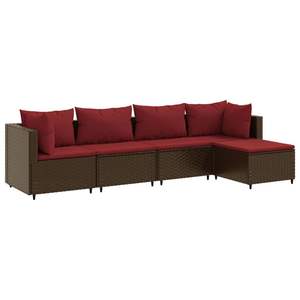 Ensemble de 5 chaises longues de patio marron avec coussins rouge cannelle, ensembles de jardin - Product Image 2