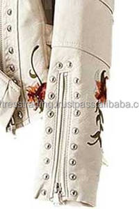 Cuello vuelto Original Moto Biker prendas de vestir exteriores tachonado negro motocicleta cuero Real invierno calentado teñido de alta calidad para mujer - Product Image 3