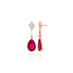 Luxury 14K Rose Gold Plated Lab Grown <b>Diamond</b> CZ Geometric <b>Dangle</b> <b>Earrings</b> for Women Wedding Jewelry Trendy - Product Image 2