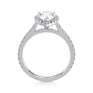 Anillo de Compromiso con Halo de Diamantes Cultivados en Laboratorio de 4.50 Quilates, Corte Pera, Oro Blanco, Pavé, Joyería Personalizada OEM al por Mayor - Product Image 4