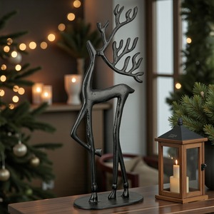 Handmade Deer Sculpture Minimalist Animal <b>Figure</b> <b>Christmas</b> Decor Tabletop Display Living Room Artistic Metal Handicraft - Product Image 4