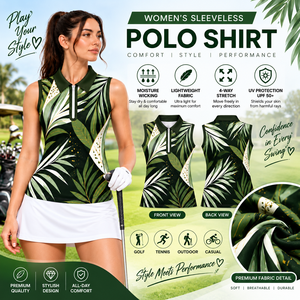 Polo sin Mangas para Mujer, Personalizado OEM, 100% Poliéster, Tejido Transpirable, Estilo Casual para Golf, Cierre con Botones - Product Image 5