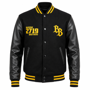 Custom Unisex Varsity Letterman Bomber <b>Jacket</b> Spandex/Polyester Breathable Windproof Embroidery College OEM ODM Cotton Lining - Product Image 1