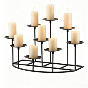 Candélabre en fonte à 5 bras, porte-bougies hauts en laiton antique, décoration vintage style ferme - Product Image 5