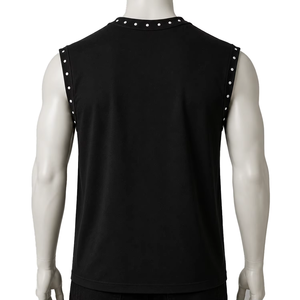 เสื้อกล้ามปักคริสตัลสั่งทำพิเศษ ผ้าฝ้าย 100% เนื้อนุ่ม เสื้อยืดแขนกุด ดีไซน์สตรีทแวร์สุดฮิตใหม่ล่าสุด ยูนิเซ็กซ์ รับผลิตแบบ OEM ขายส่ง - Product Image 2