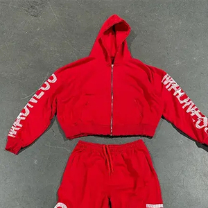Ensemble sweat à capuche et pantalon ample brodé de strass, style streetwear, personnalisable avec nom de marque, service OEM, séchage rapide - Product Image 2