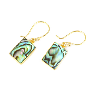 Antique Natural <b>Abalone</b> <b>Shell</b> Gemstone 22K Gold Plated Bezel Setting Square Shape Dangle Earrings Jewelry Girls Wholesale Bulk - Product Image 2