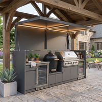 Nouveau produit : Cuisine extérieure avec barbecue à gaz et abri, en acier inoxydable antirouille aux couleurs froides, ensemble de cuisine extérieure pour villa