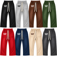 Pantalon de survêtement en molleton personnalisé avec logo pour hommes, vente en gros, coupe large, style streetwear, avec poches plaquées 3D