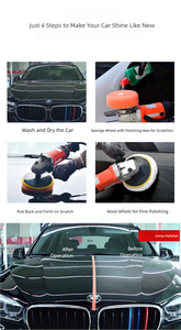 1600W 7" Electric Car Buffer Kit, Long Side Handle and D Handle, Wool and Foam <b>Pads</b> for Car Body Paint <b>Scratch</b> Removal - Product Image 5
