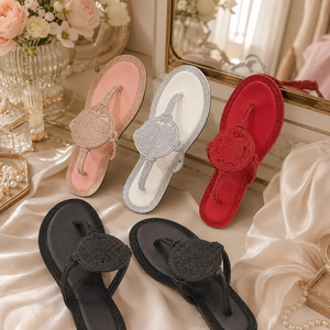 Sandalias de Diseñador con Pedrería Brillante de Alta Calidad, Parte Superior de PU, Estilo Tory Burch, Tendencia de Moda Femenina para Todas las Temporadas, 1 Caja - Product Image 4