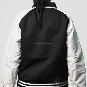 OEM vente en gros personnalisé corps noir manches blanches sergé coton Letterman Varsity veste 2025 pour femmes hommes et enfants - Product Image 4