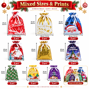 Sacs cadeaux de Noël réutilisables, sacs d'emballage pour cadeaux de fêtes, sacs à friandises du Père Noël pour la décoration de cadeaux de fête de Noël - Product Image 3