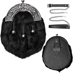 Sac de kilt écossais personnalisé en fourrure avec nœud celtique, accessoires de dos en cuir pour robe Highland SPR-01 - Product Image 3