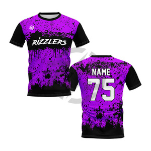 เสื้อเจอร์ซีย์ซับลิเมชั่นแบบกำหนดเองสำหรับผู้ใหญ่ โพลีเอสเตอร์ ระบายอากาศได้ดี สีชมพู สีดำ พิมพ์ชื่อหมายเลข 75 - Product Image 4