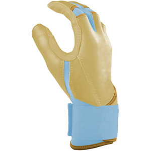 Unique Style High Quality Durable <b>Light</b> Blue Strap Cuff Khaki Leather Left Right Handed Baseball <b>Batting</b> Gloves Full Finger - Product Image 5