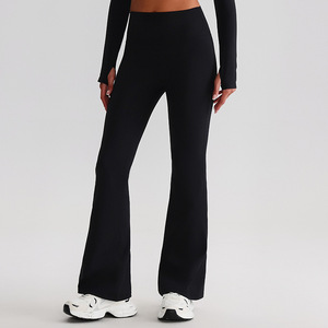 Leggings de yoga à séchage rapide en nylon, taille élastique, effet push-up, coupe large, taille haute, évasée, pour le sport - Product Image 4