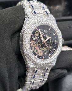 Reloj de Pulsera de Lujo Personalizado para Hombre, Estilo Hip Hop, Plateado, con Diamantes Moissanite, Correa de Acero Inoxidable de Alta Calidad - Product Image 3