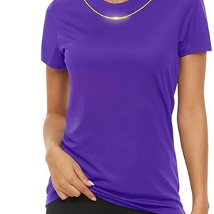 T-shirts unisexes en polyester et coton à col rond, logo personnalisé, t-shirt basique uni, t-shirt pour femme, respirant, mode personnalisée, OEM - Product Image 2