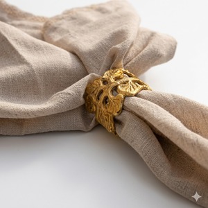 Lot de Bagues de Serviette Élégantes en Métal en Forme de Feuille pour Décoration de Table de Fête – Or, Argent, Or Rose – Boucles Porte-Serviettes en Forme de Feuille - Product Image 4