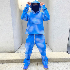 Custom Acid Wash Oversized Sweatpants and Hoodie <b>Set</b> Vintage Distressed <b>Embroidery</b> Cropped Heavyweight Boxy Rhinestone Sweatsuit - Product Image 4