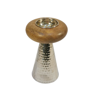 Brûleur d'encens en bois et laiton de luxe Bakhoor en gros avec base conique en métal martelé pour parfum d'intérieur - Product Image 3