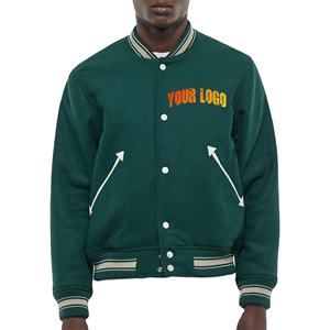 OEM/ODM Logo avant en relief personnalisé Veste universitaire de coupe régulière d'hiver écologique de haute qualité pour hommes Streetwear Hip Hop 100% laine - Product Image 1