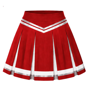 Falda Roja Plisada para Animadoras con Ribete de Rayas Blancas, Uniforme Deportivo para Mujeres y Niñas - Product Image 2