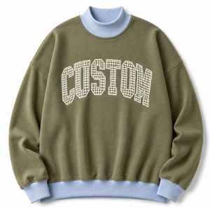Custom Women Oversized Casual <b>Top</b> Long Sleeve Pullover Style <b>Layered</b> Mock Neck Design Large Front Lettering Trendy Streetwear - Product Image 1