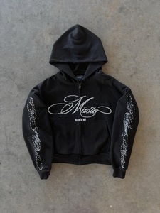 Sweat à capuche zippé Music Saved Me pour homme, streetwear, noir, coton, molleton français, coupe classique, vêtements d'automne - Product Image 1
