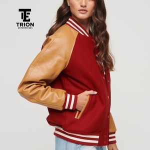 Chaqueta Varsity Transpirable para Mujer con Mangas de Lana y Relleno de Algodón, Top Corto Personalizable, Servicio OEM, Mejor Calidad - Product Image 3