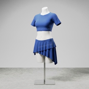 Tenue de danse orientale pour performance et entraînement, ensemble haut court et jupe asymétrique en modal - Product Image 1