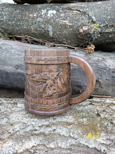 Mug en bois personnalisé avec motif de cheval rustique Mug en bois artisanal avec design sur le thème du cheval - Product Image 5