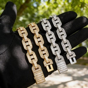 Bracelet gourmette cubaine en argent 925 et moissanite de qualité supérieure, style hip-hop, entièrement pavé de pierres, pour homme, bijou de luxe streetwear, accessoire cadeau - Product Image 2