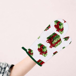 Beautiful Christmas Printed Design 100% Cotton <b>Oven</b> Mitts High-Temperature <b>Gloves</b> for Kitchen and <b>Oven</b> Use. - Product Image 2