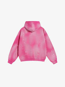 2026 Sweat à capuche épais oversize en polaire chaude, délavé dégradé, teint par pulvérisation, déchiré, tendance hiver, streetwear - Product Image 4