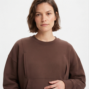 OEM Nursing Breastfeeding Sweatshirts 100% Cotton Fleece Chest Zip Nursing Sweatshirt Ladies Maternity Sweat Shirts Women's - Product Image 4