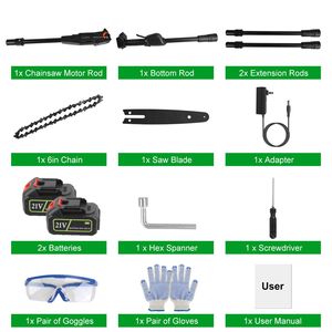 Motosega Elettrica a Palo Senza Fili da 6 Pollici con Asta Estensibile da 7,4 Piedi, Velocità 35FT/S, 2 Batterie da 3,0Ah e Caricabatterie Inclusi - Product Image 2