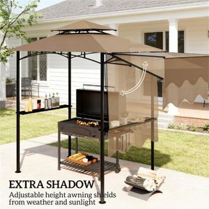 ศาลาบาร์บีคิวกลางแจ้งสีน้ำตาลพร้อมหลังคาและศาลาพักผ่อนและเพอร์โกลา - Product Image 2